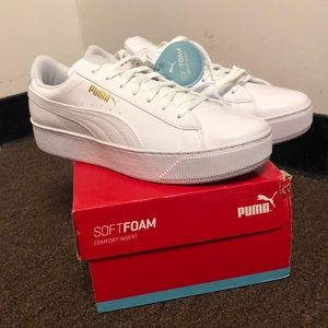 BRAND NEW Puma Patent Leather White Sneakers